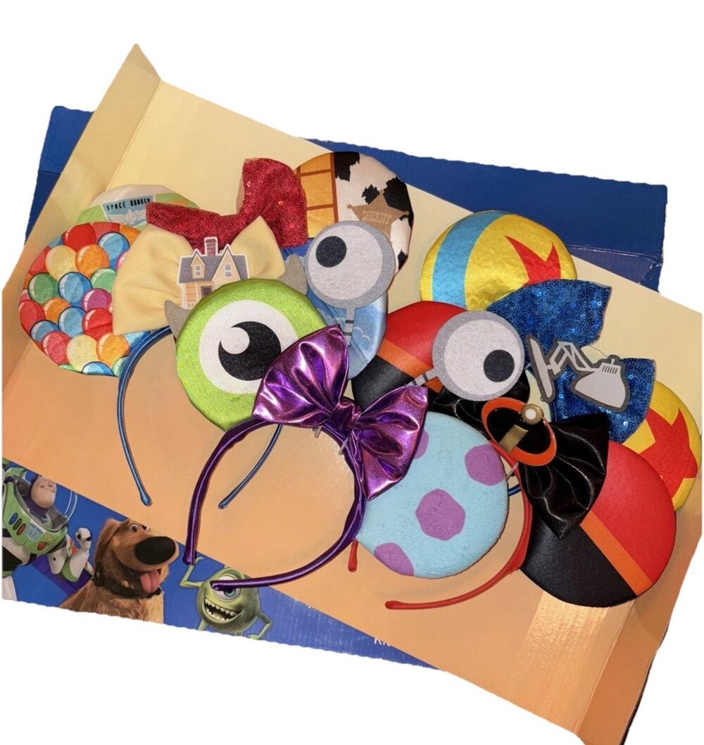Disney Pixar 5 Piece Ear Headbands- Up, Monster's Inc, Toy Story, Incredibles